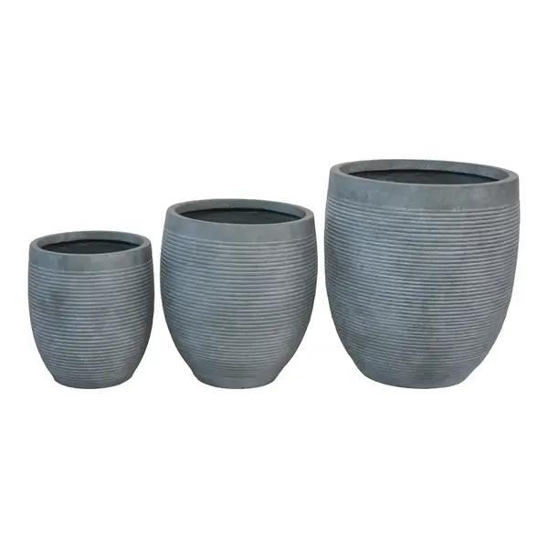 Set 3 buc. ghivece decorative, Berzoka, Gri inchis, 45x45x51 cm