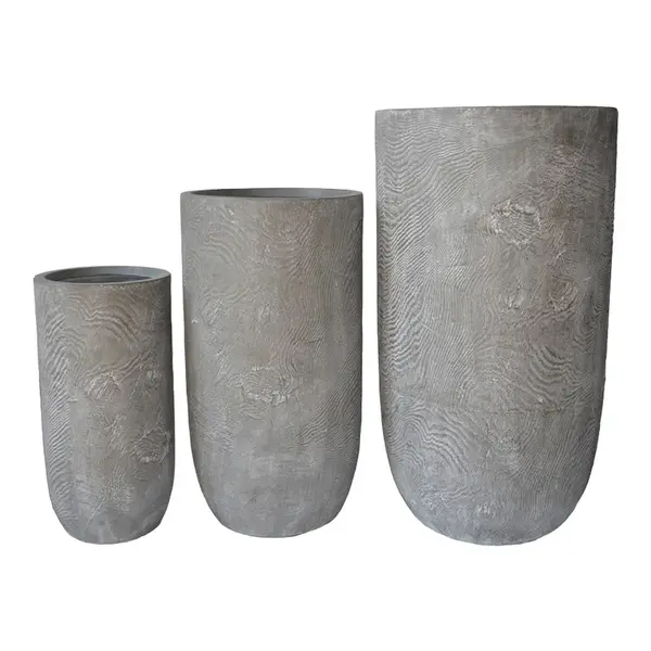 Set 3 buc. ghivece decorative, Retaila, Gri, 43.5x43.5x78.5 cm