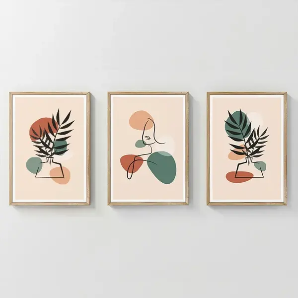 Set 3 buc. tablouri cu rama, Elix, Multicolor, 33x1.5x48 cm