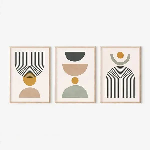 Set 3 buc. tablouri cu rama, Ominel, Multicolor, 33x1.5x48 cm