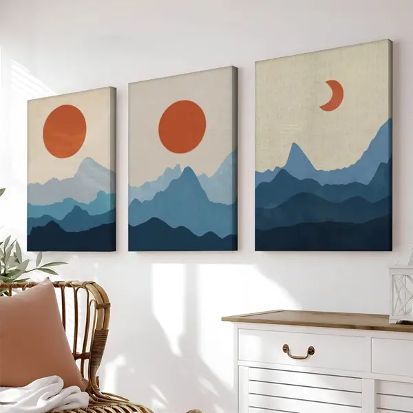 Set 3 buc. tablouri cu rama, Voriel, Multicolor, 40x2002x60 cm