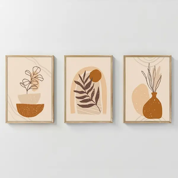 Set 3 buc. tablouri cu rama, Zephy, Multicolor, 33x1.5x48 cm