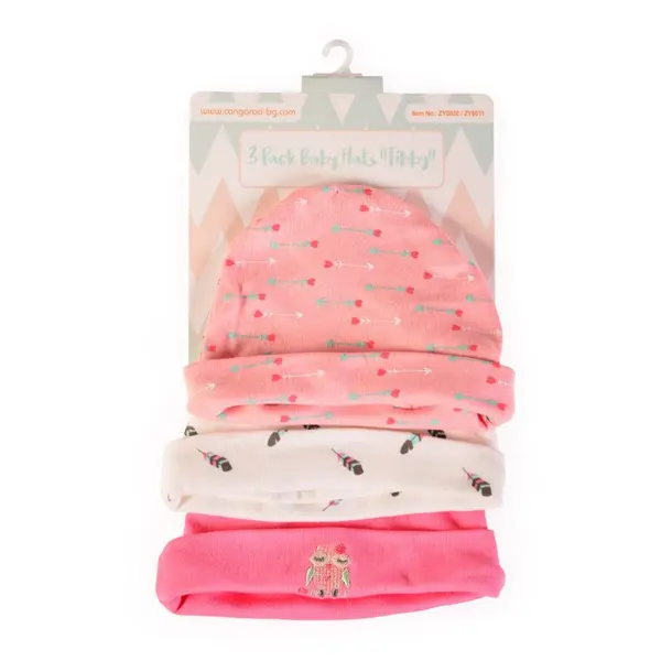 Set 3 caciulite bebe Cangaroo - Tibby, roz