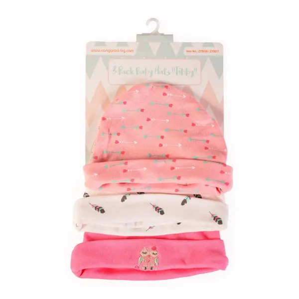 Set 3 caciulite pentru bebelusi Cangaroo Tibby pink