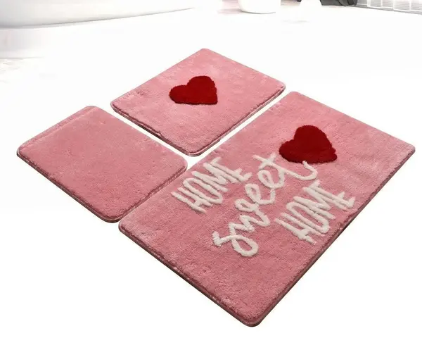 Set 3 Covorase de Baie Home Sweet Home Pink (Acryl)