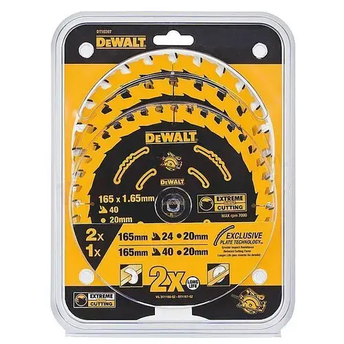 Set 3 discuri fierastrau circular DeWalt DT10397-QZ, Negru/Galben