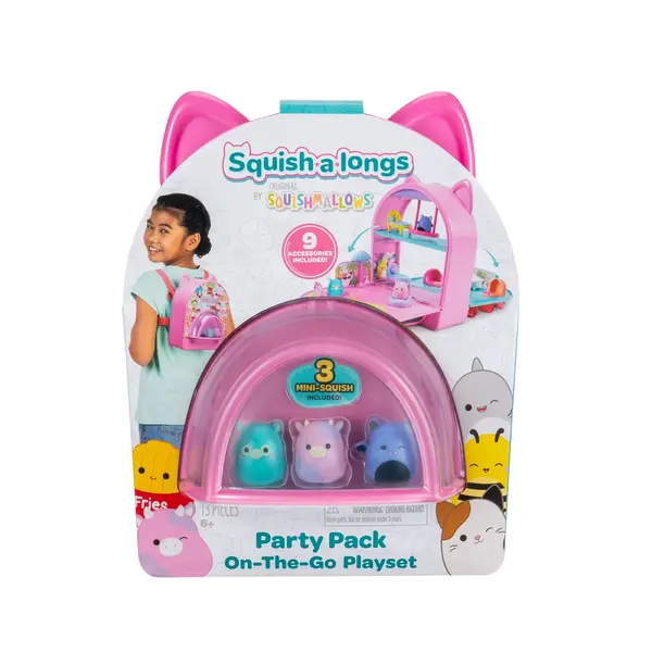 Set 3 figurine, Squishmallows, Squish a longs, Party Pack On the Go, 9 accesorii