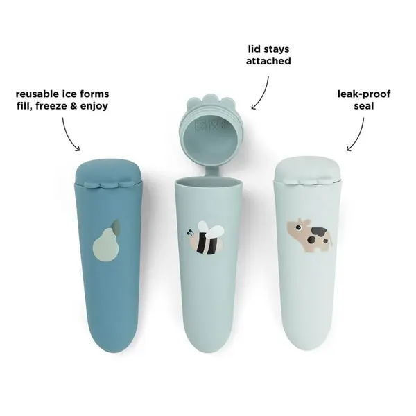Set 3 forme pentru inghetata Done by Deer din silicon Dotti blue
