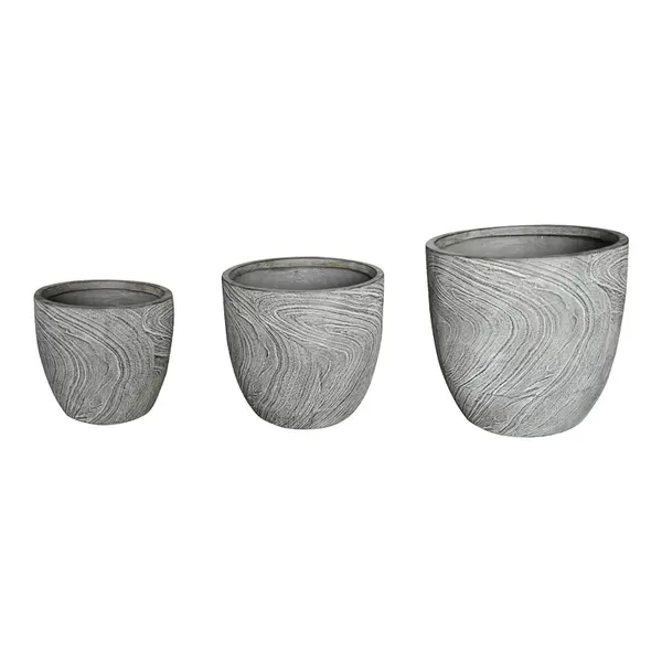 Set 3 ghivece decorative Anthea, design antic, ceramică, pentru o notă vintage în grădina ta, gri antic, 45x45x44 cm