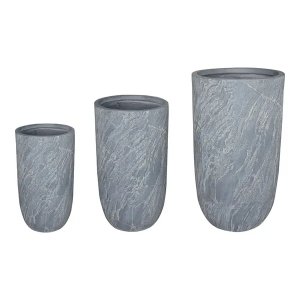 Set 3 ghivece decorative ceramice Anteria, ceramica, variate, gri, 44x44x79 cm