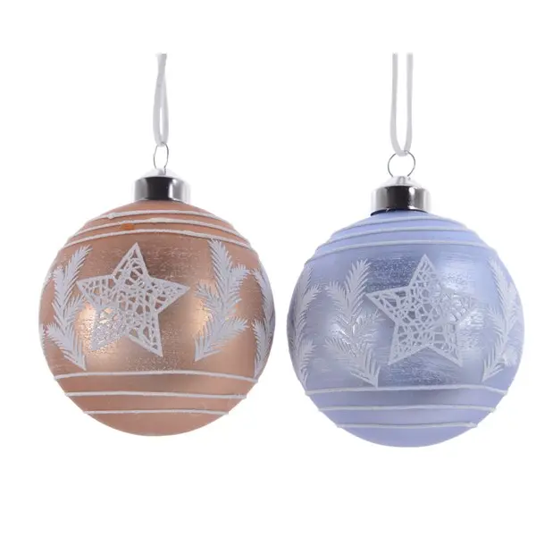 Set 3 globuri - Star Leaf Snow - mai multe culori | Kaemingk