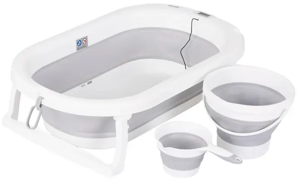 Set 3 în 1 Chipolino - Cadă pliabilă, găleată și stropitoare, Bubble Spa, gri