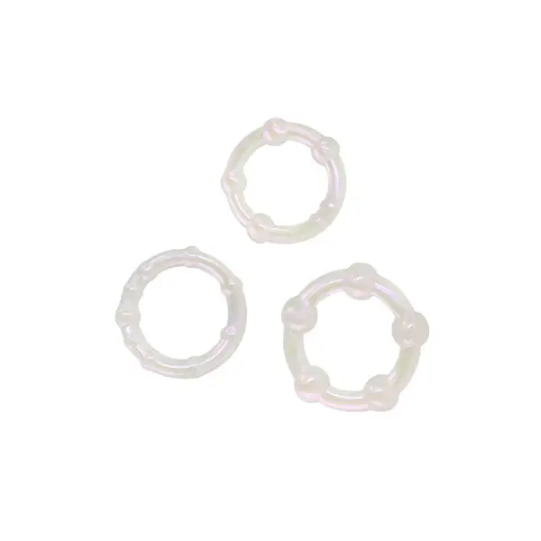 Set 3 inele pentru penis NS NOVELTIES Fantasia, din material flexibil, diametre progresive 2 - 2.3 cm, alb transparent
