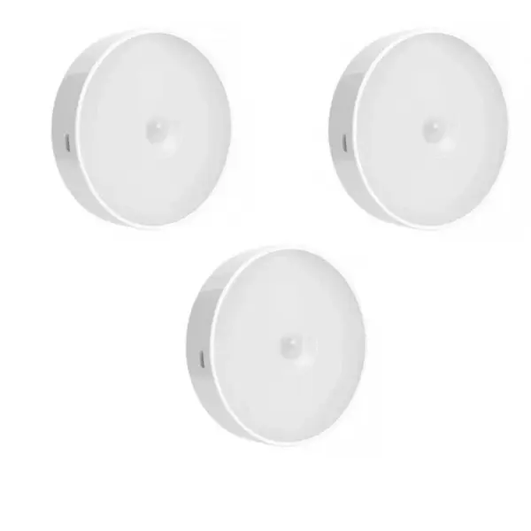 Set 3 Lampi de Veghe LED cu Senzor Miscare - 1W, 8 LED, 3000K+5000K, USB, Magnet, 2-5m, 120