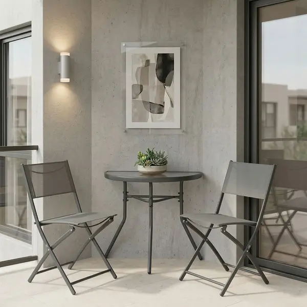 Set 3 masa si scaune gradina, Bion Jeve, Antracit, 40x70x65 cm