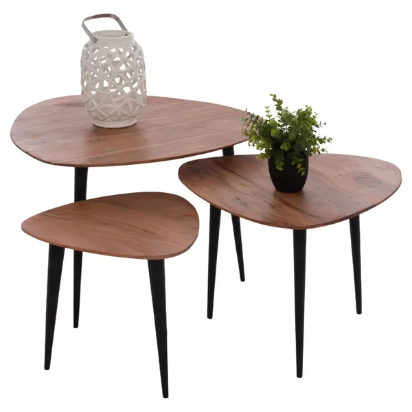 Set 3 masute de cafea DUZEM 41x40x36/54x54x40/69x67x46 CM - Default Title