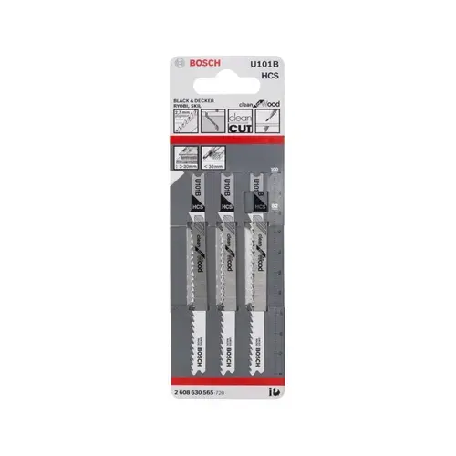 Set 3 panze pentru fierastrau pendular, Bosch U 101B HCS, Clean for Wood, 100mm