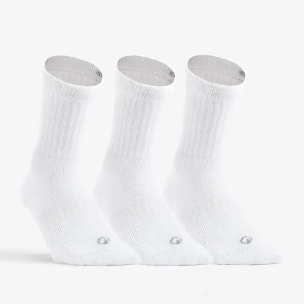 Set 3 perechi Şosete lungi tenis RS 500 Alb