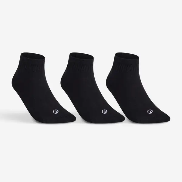 Set 3 Perechi Șosete Mid Tenis RS100 Negru Adulți
