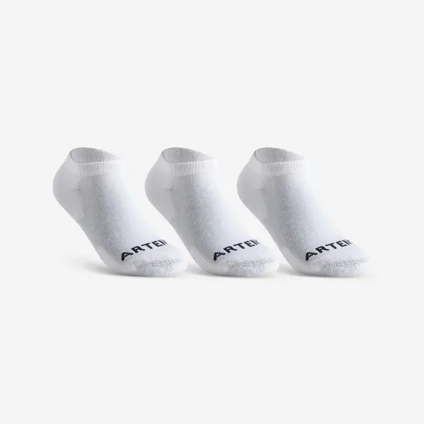 Set 3 Perechi Şosete Scurte Tenis RS100 Alb Copii