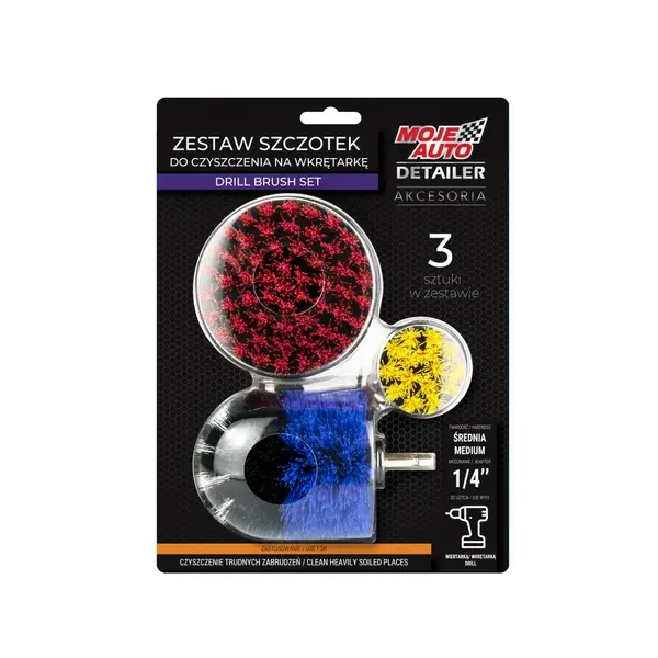 Set 3 perii pentru detailing interior MOJE AUTO Detailer