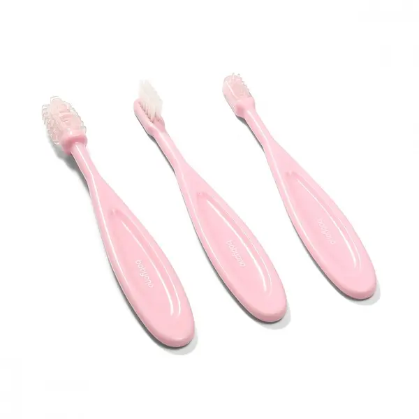 Set 3 periute de dinti Baby Ono pentru bebelusi Roz
