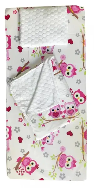 Set 3 piese de iarna paturica cu cearsaf si pernuta 120x60 cm
