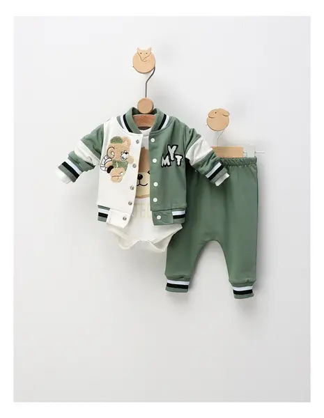 Set 3 piese, Mr Teddy, cu verde fistic