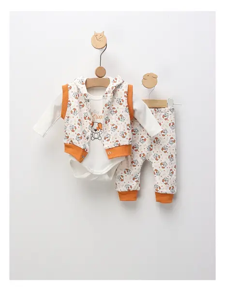 Set 3 piese Woof Woof, model cu portocaliu