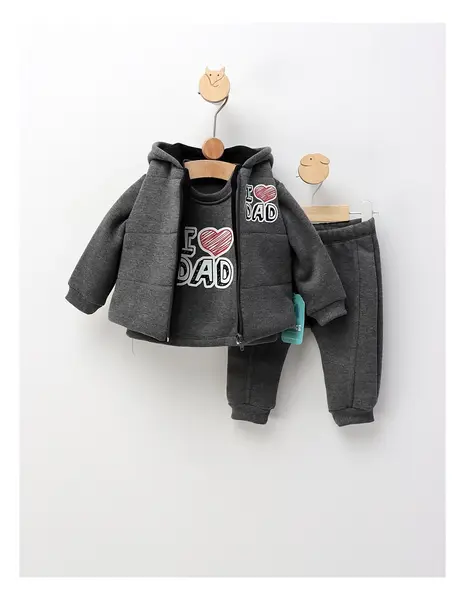 Set 3 pieseI Love DAD gri