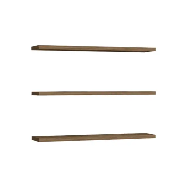 Set 3 rafturi de perete Edna, Nuc, 60x14 cm