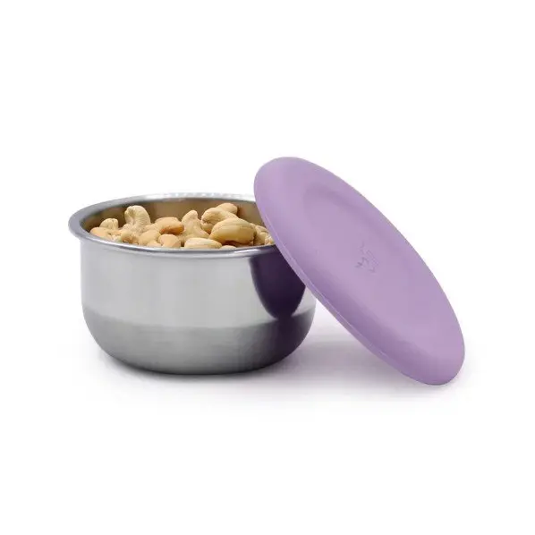 Set 3 recipiente mini Melii roz mov gri din inox cu capac silicon