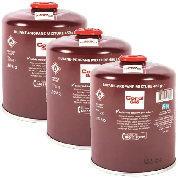 Set 3 rezerve butelie pentru gratar pe gaz 450g cu valva si filer 7/16"