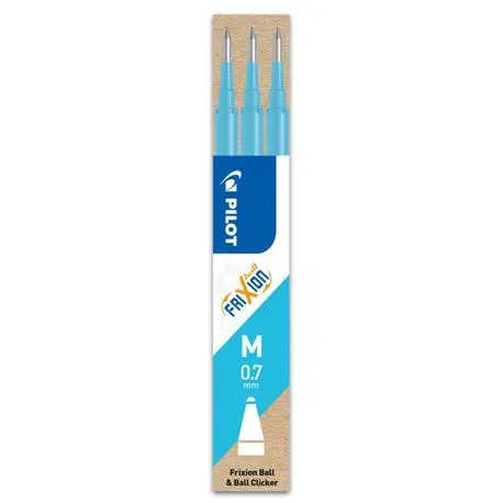 Set 3 rezerve roller Frixion Ball Pilot 0.7 mm varf mediu, bleu