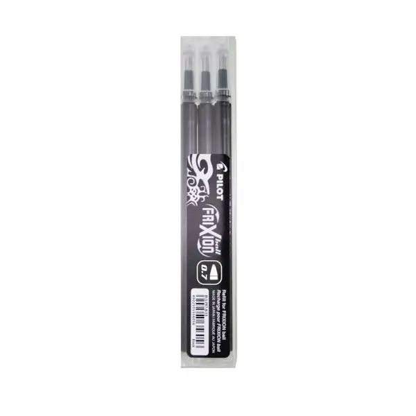Set 3 rezerve roller Frixion Ball Pilot 0.7 mm varf mediu, negru