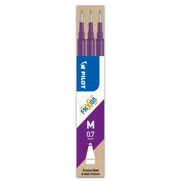 Set 3 rezerve roller Pilot Frixion Ball diverse culori 0.7 mm Set 3 rezerve roller Pilot Frixion Ball diverse culori 0.7 mm violet