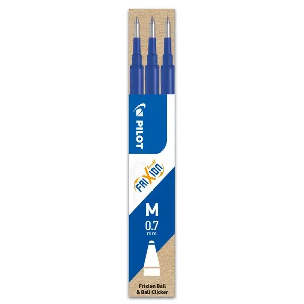 Set 3 rezerve roller Pilot Frixion Ball diverse culori 0.7 mm Set 3 rezerve roller Pilot Frixion Ball diverse culori 0.7 mm albastru