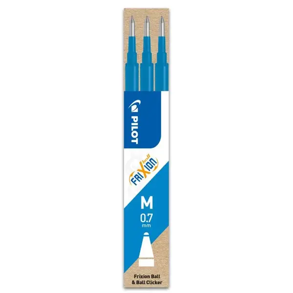 Set 3 rezerve roller Pilot Frixion Ball diverse culori 0.7 mm Set 3 rezerve roller Pilot Frixion Ball diverse culori 0.7 mm Albastru Celest