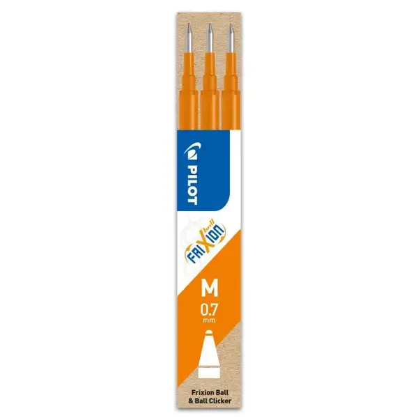 Set 3 rezerve roller Pilot Frixion Ball diverse culori 0.7 mm Set 3 rezerve roller Pilot Frixion Ball diverse culori 0.7 mm portocaliu