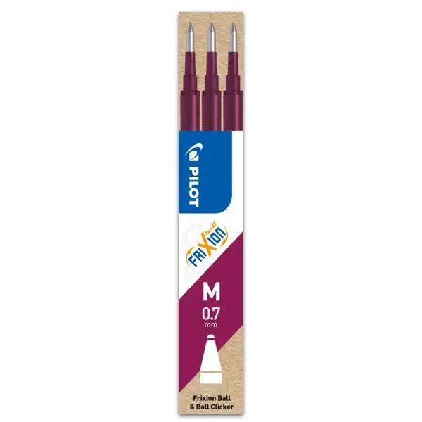 Set 3 rezerve roller Pilot Frixion Ball diverse culori 0.7 mm Set 3 rezerve roller Pilot Frixion Ball diverse culori 0.7 mm bordeaux