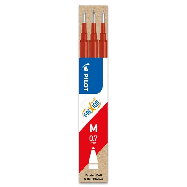 Set 3 rezerve roller Pilot Frixion Ball diverse culori 0.7 mm Set 3 rezerve roller Pilot Frixion Ball diverse culori 0.7 mm rosu