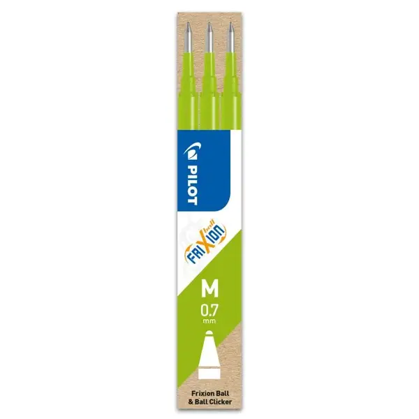 Set 3 rezerve roller Pilot Frixion Ball diverse culori 0.7 mm Set 3 rezerve roller Pilot Frixion Ball diverse culori 0.7 mm verde deschis