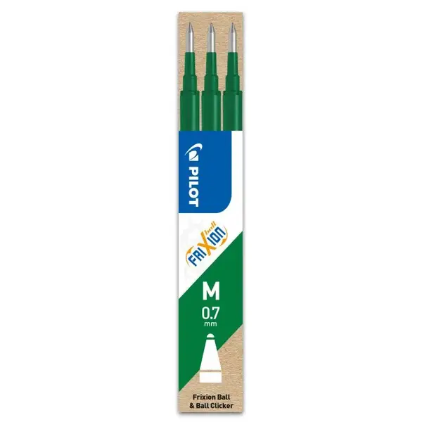 Set 3 rezerve roller Pilot Frixion Ball diverse culori 0.7 mm Set 3 rezerve roller Pilot Frixion Ball diverse culori 0.7 mm verde