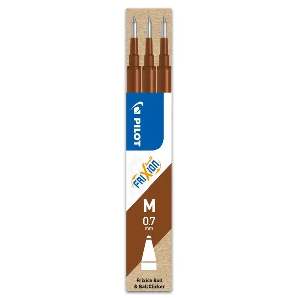 Set 3 rezerve roller Pilot Frixion Ball diverse culori 0.7 mm Set 3 rezerve roller Pilot Frixion Ball diverse culori 0.7 mm maro