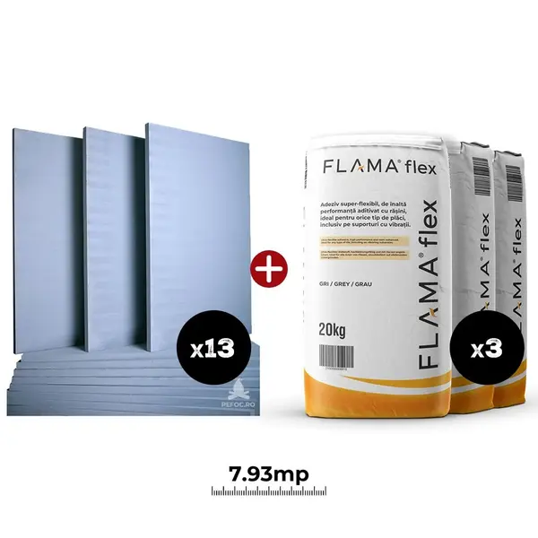 Set 3 saci adeziv ultra-flexibil FlamaFlex si 13 placi de consturctie din silicat calciu pentru constructie semineu