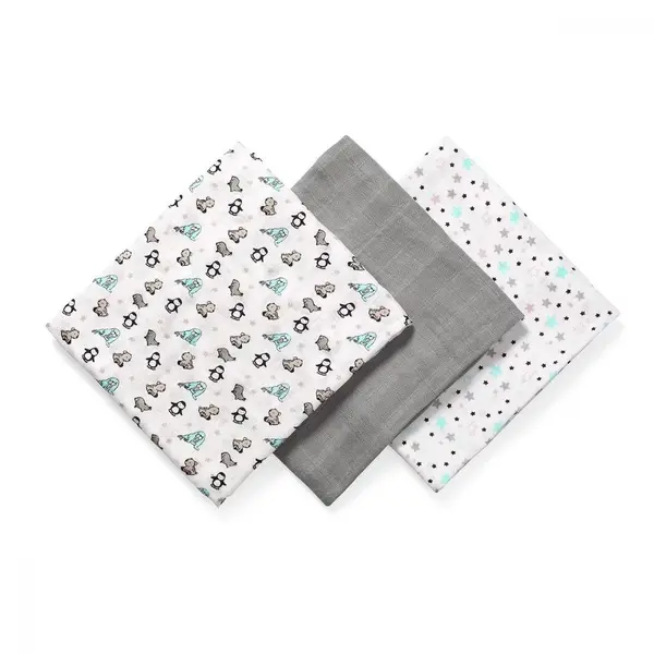 Set 3 scutece din bumbac si bambus Baby Ono Bamboo 02 Gri