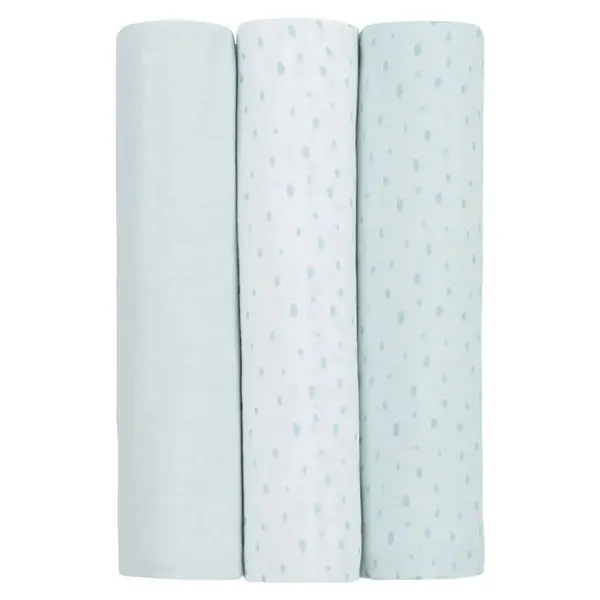 Set 3 scutece muselina Kikka Boo 100 x 100 cm Dots Albastre