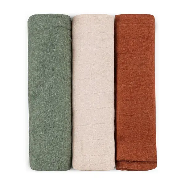 Set 3 scutece, Petite&Mars, Moussy, Din muselina de bambus, Hipoalergenice, 68 x 68 cm, Certificate Oeko Tex Standard 100, Earth Tones
