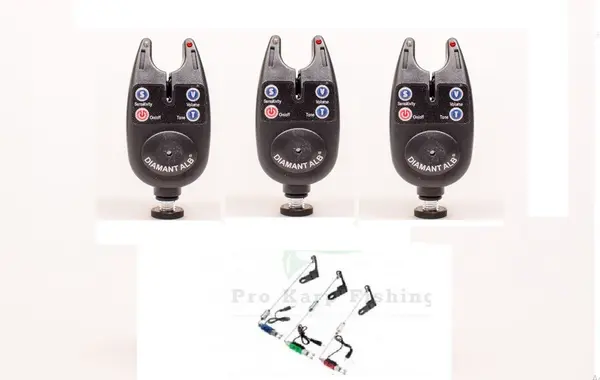Set 3 senzori-avertizori diamant alb pescuit cu 3 swingere cu led puternic