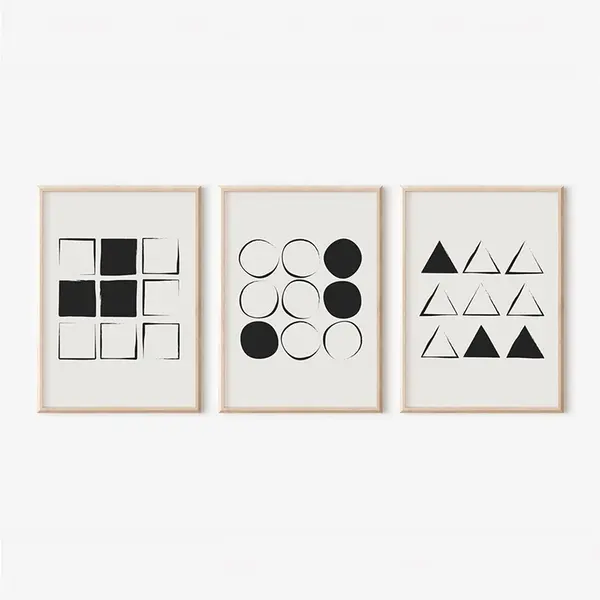Set 3 tablouri Ellene Negru 33x1.5x48 cm